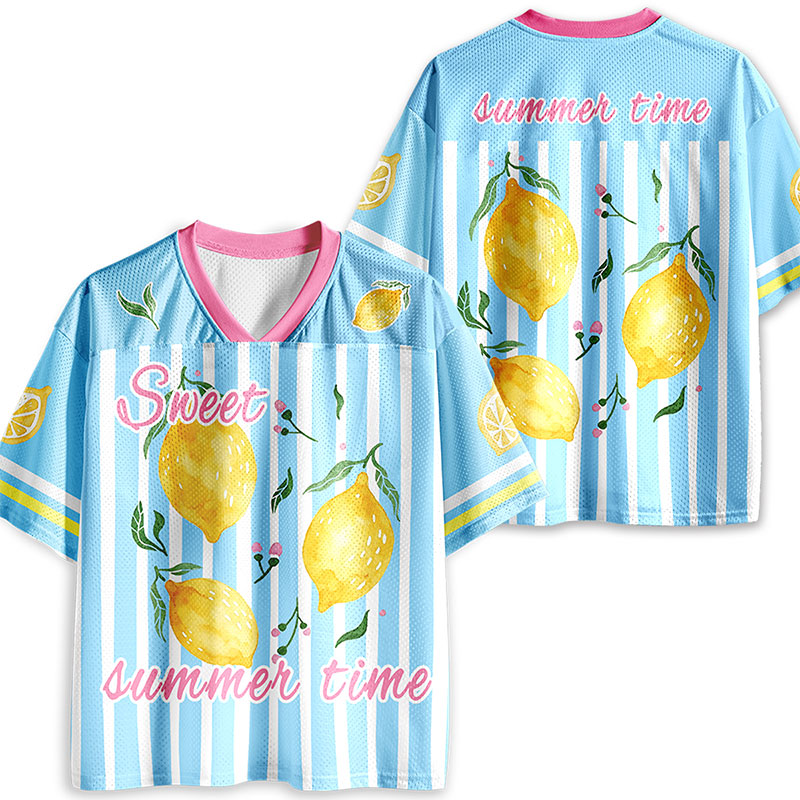 Summer Fresh Lemon And Stripe Teacher Mesh Jersey