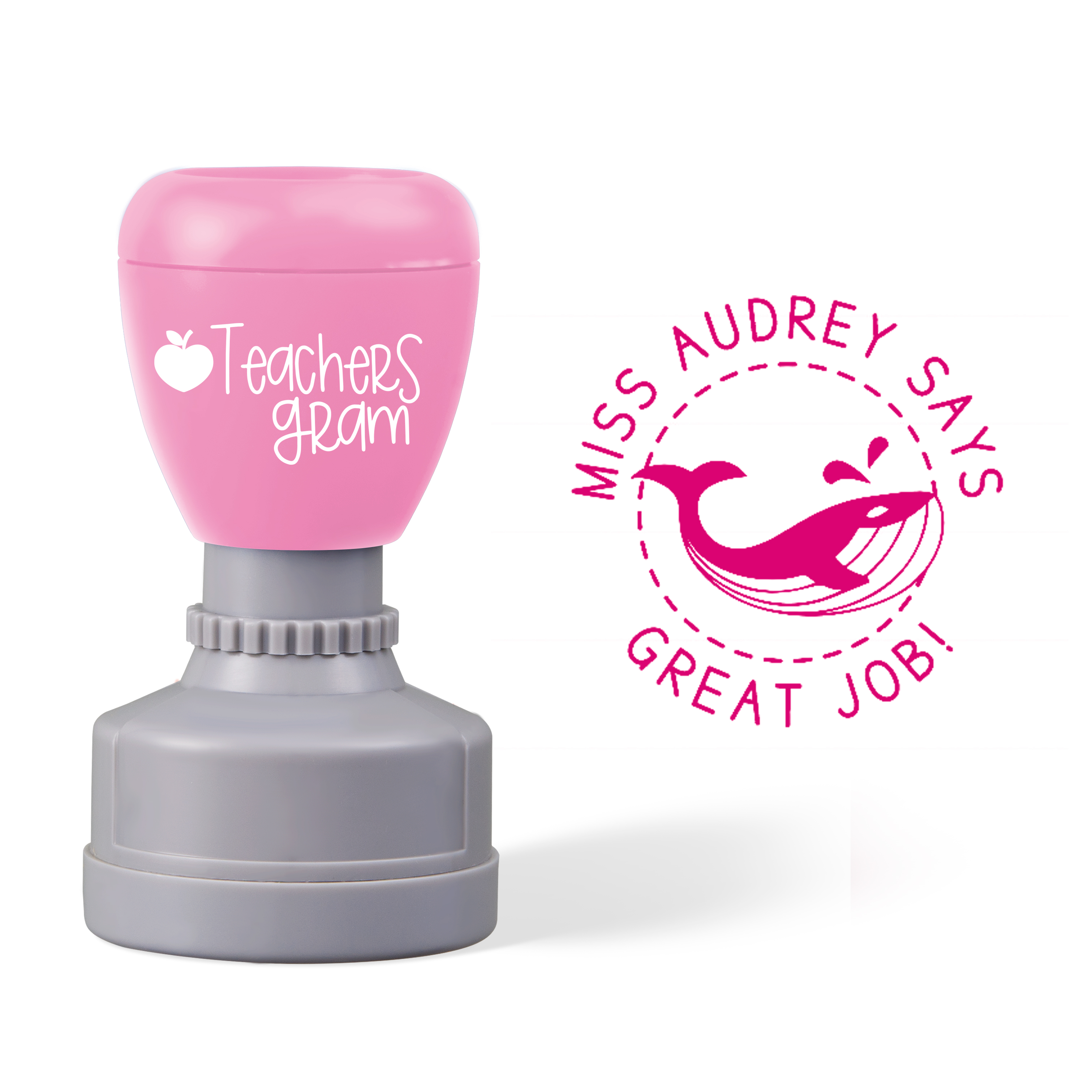 Personalized Name Great Job Whale Teacher Stamp