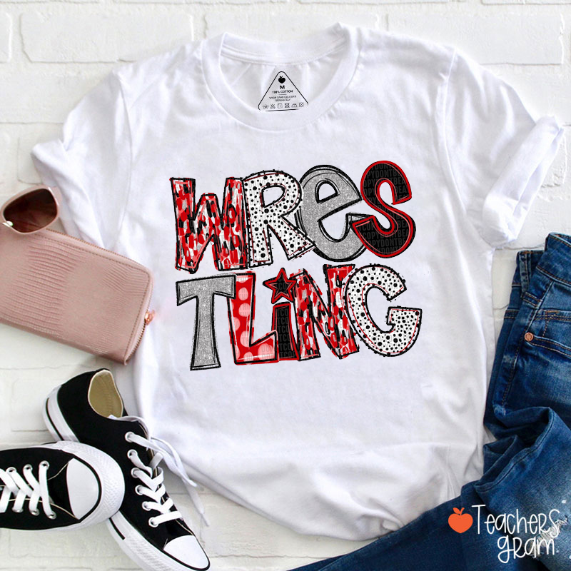 Personalized Mascot Polka Dots School Spirit Teacher T-Shirt