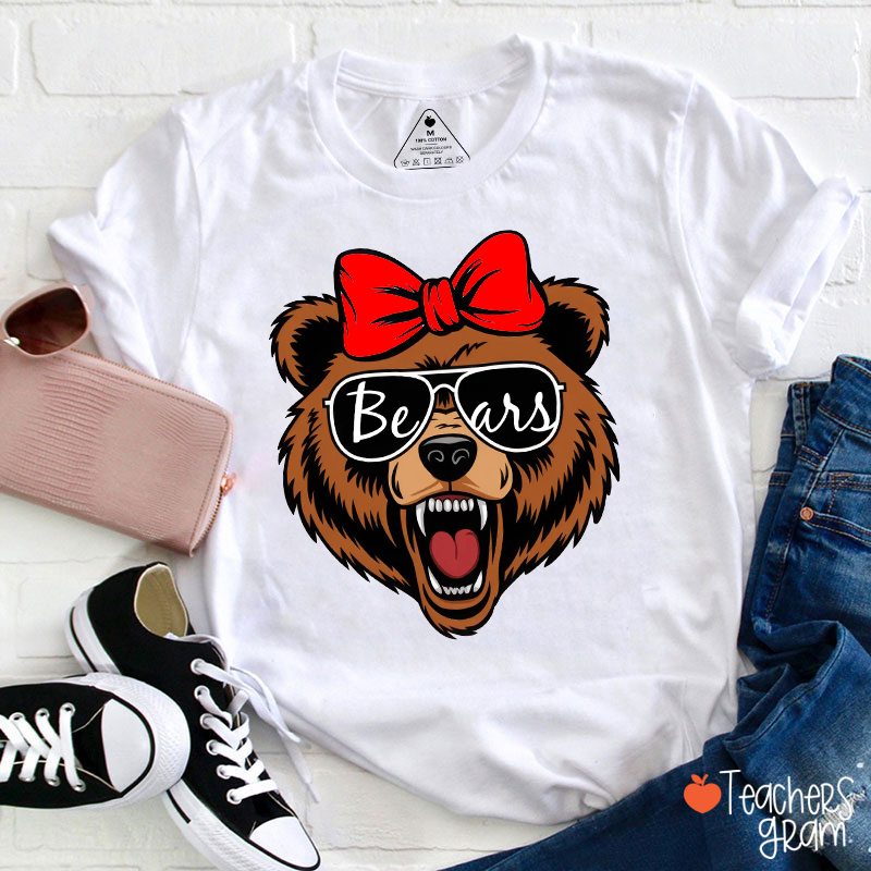 Personalized Mascot Bow Glasses School Spirit Teacher T-Shirt