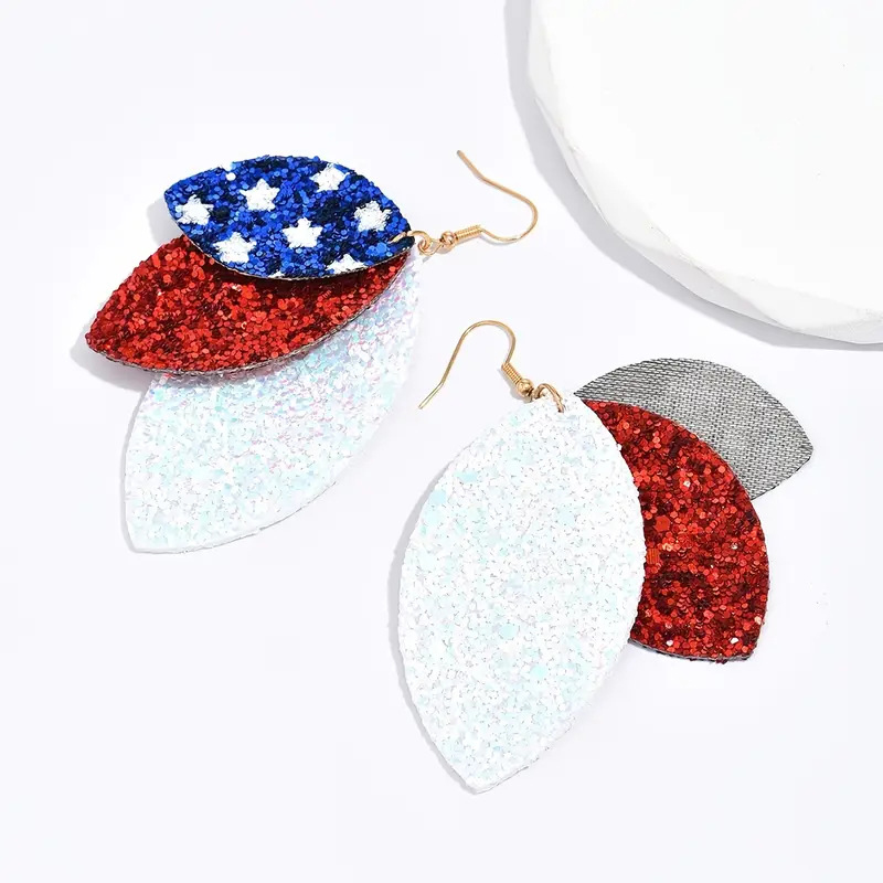 Sequined Star Leaf Teacher Metal Earrings