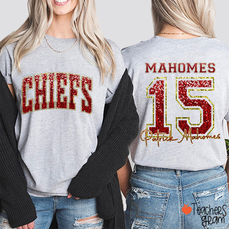 Personalized Name And Number Teacher Two Sided T-Shirt