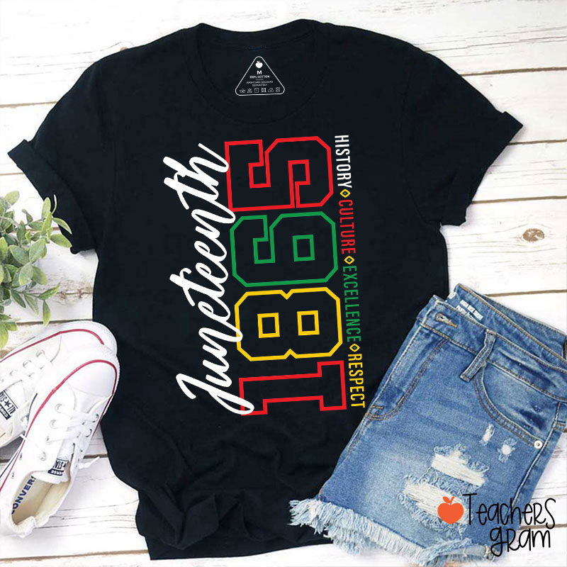 Juneteenth 1865 History Culture Excellence Respect Teacher T-Shirt