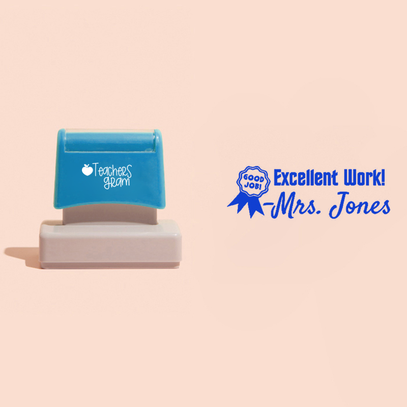 Personalized Name Excellent Work Mrs Jones Teacher Rectangle Stamp