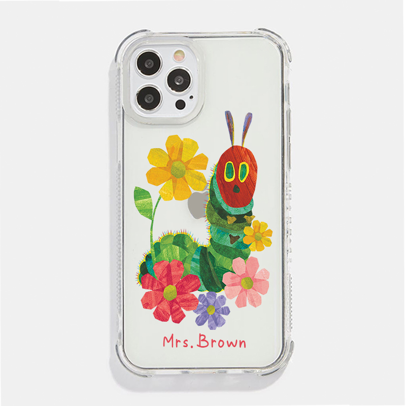 iPhone 14 15 Series Flowers And Caterpillar Soft Gel TPU Case