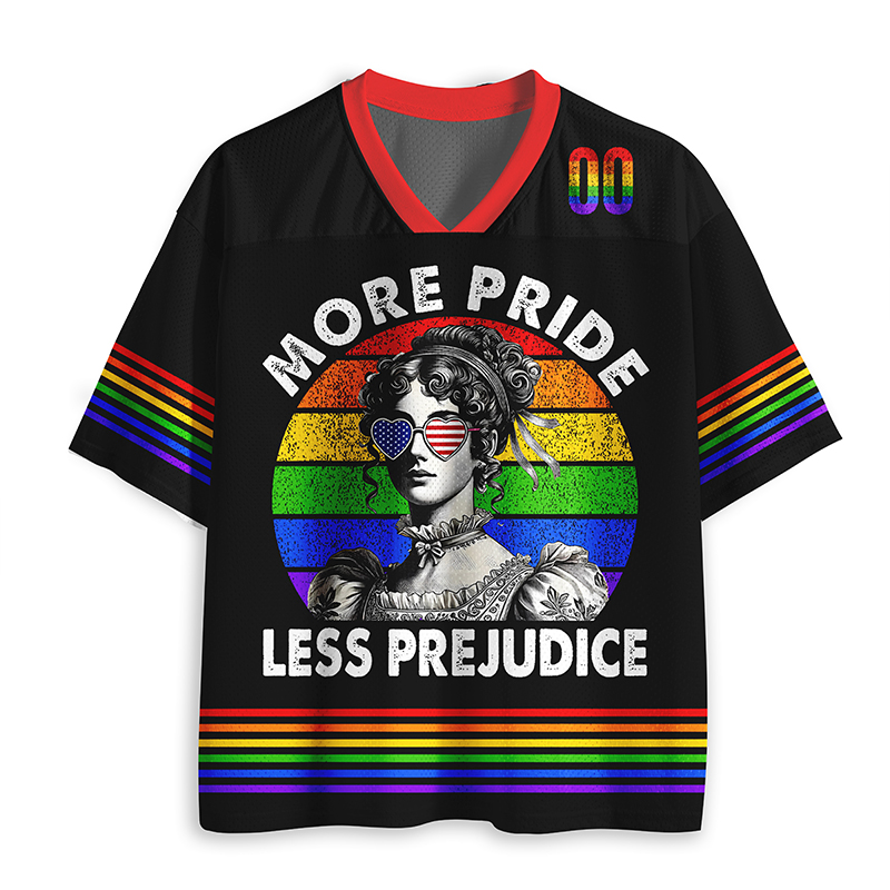 Personalized Name And Number More Pride Less Prejudice Teacher Mesh Jersey