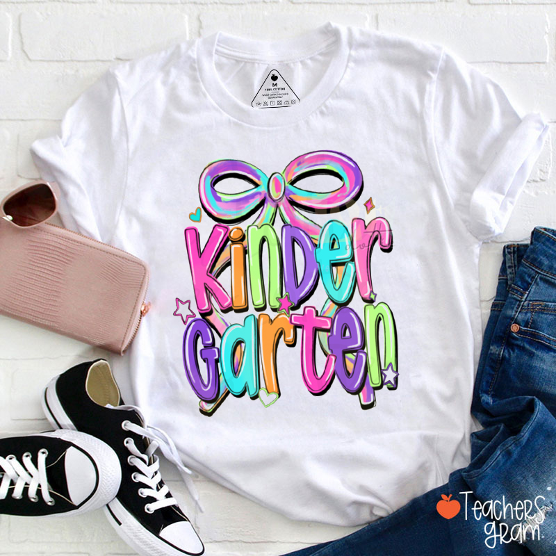 Personalized Grade Colorful Bow Teacher T-Shirt
