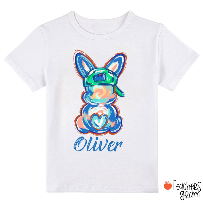 Personalized Name Watercolor Bunny Easter Class T-Shirt