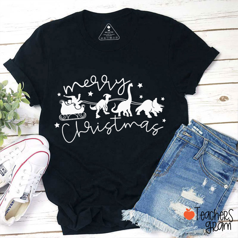 Merry Christmas Dinosaur Teacher T-Shirt