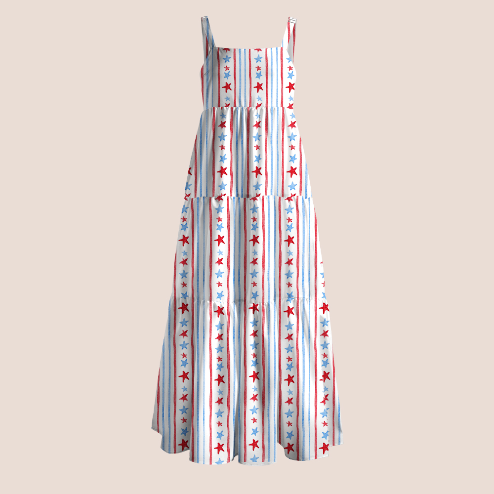 4th Of July Patriotic Star And Stripe Teacher Slip Dress