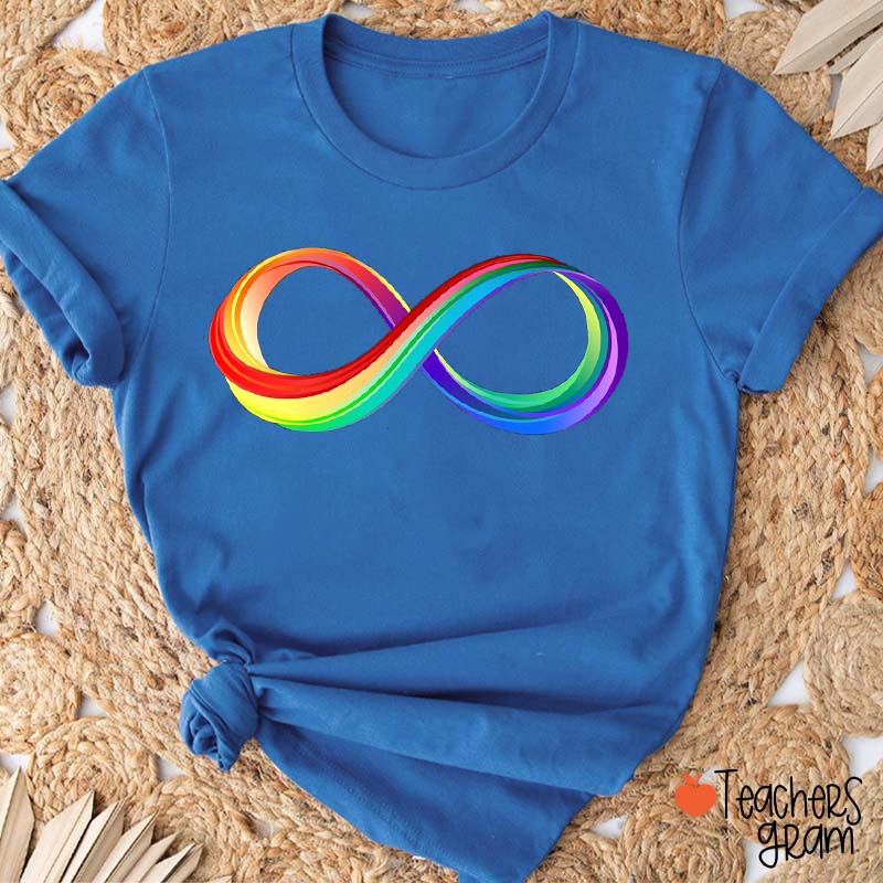 Rainbow Infinity Autism Awareness Teacher T-Shirt