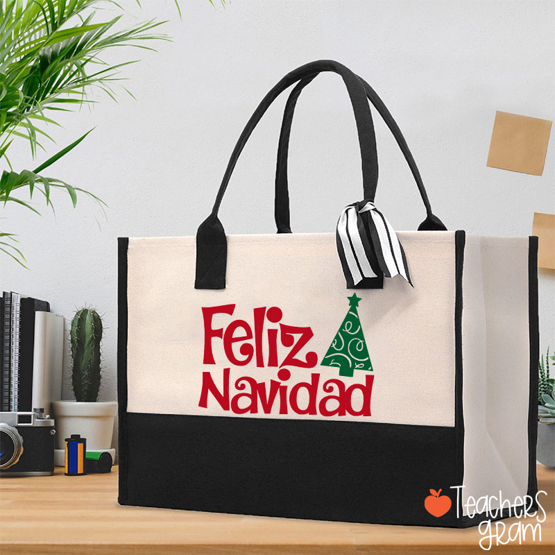 Feliz Navidad Spanish Teacher Cotton Tote Bag