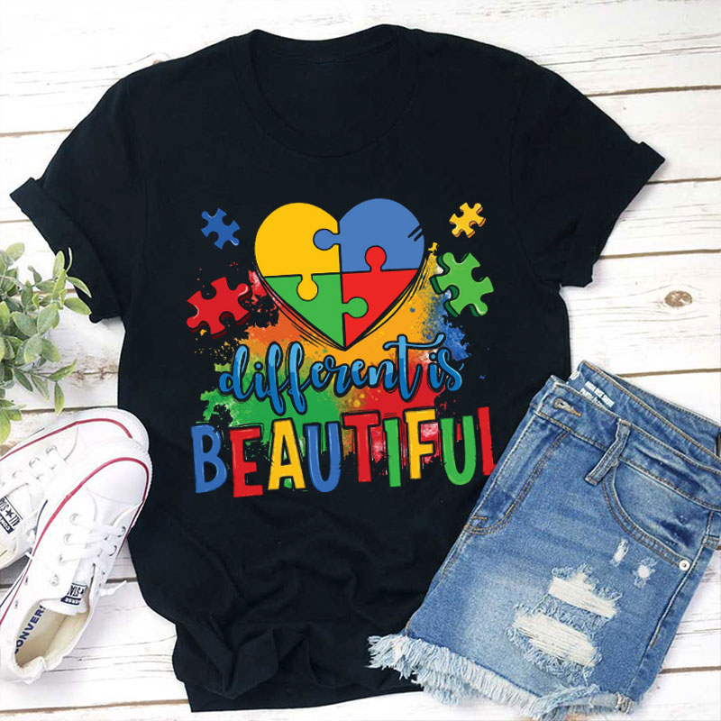 Puzzle Different Is Beautiful Teacher T-Shirt