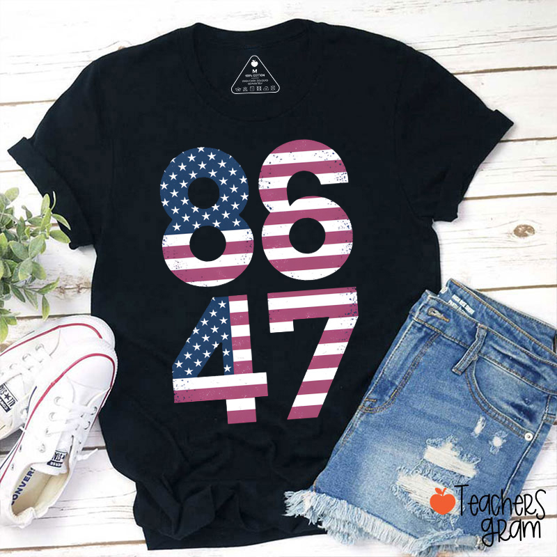 8647 American Flag Protest Teacher T-Shirt
