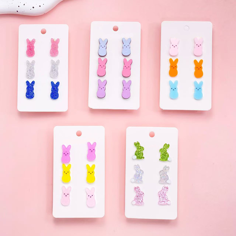 Dopamine Bunny Combination Teacher Acrylic Earrings