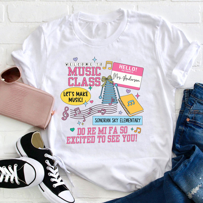 Personalized Music Teacher's Name And School Name Teacher T-Shirt