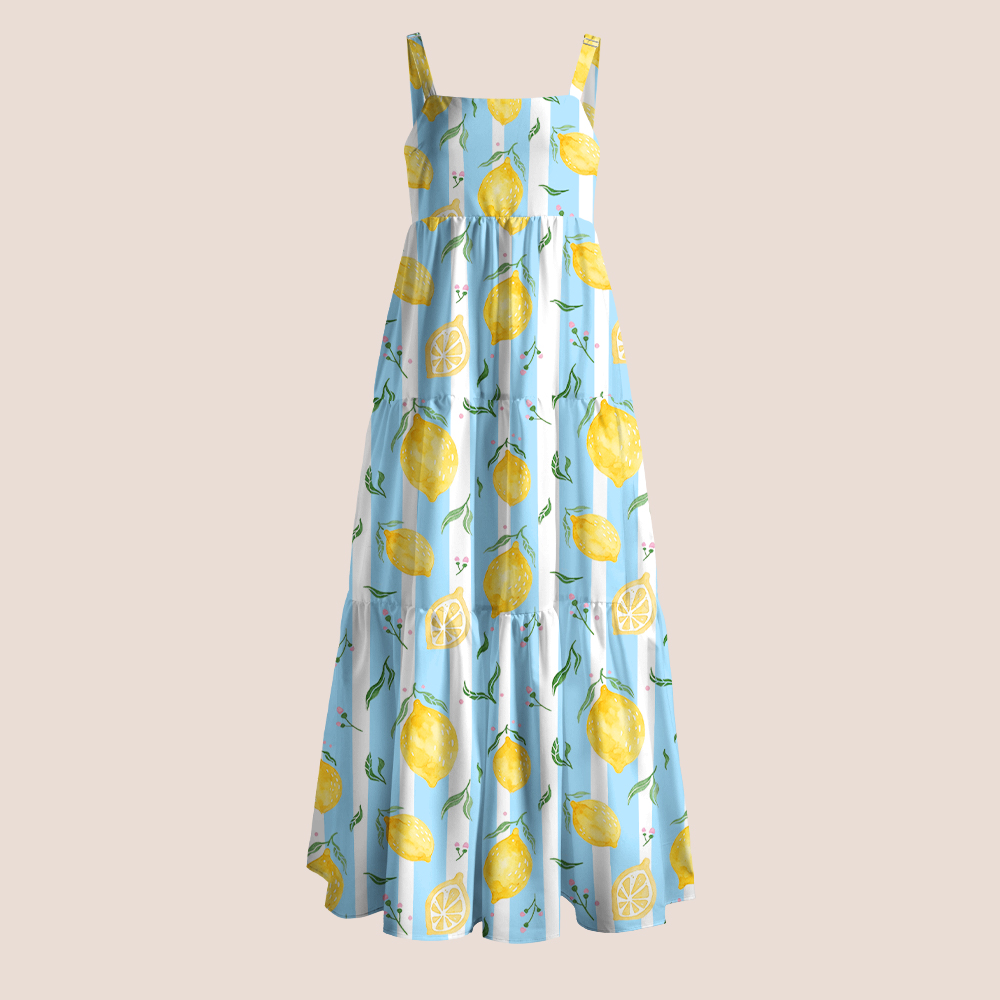 Summer Fresh Lemon And Stripe Teacher Slip Dress