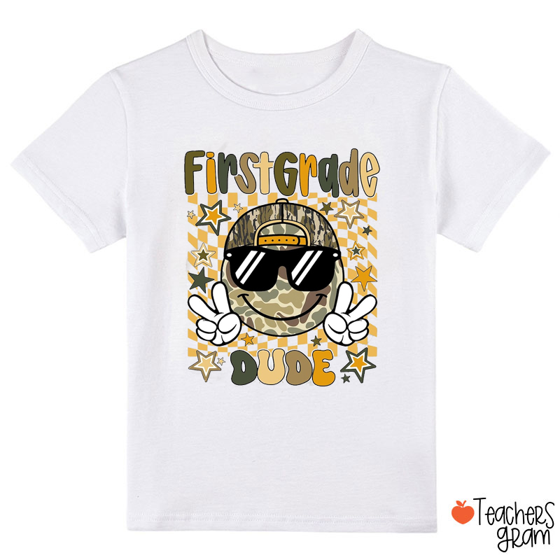 Personalized Grade Retro Camouflage Smiley Face Class T-Shirt