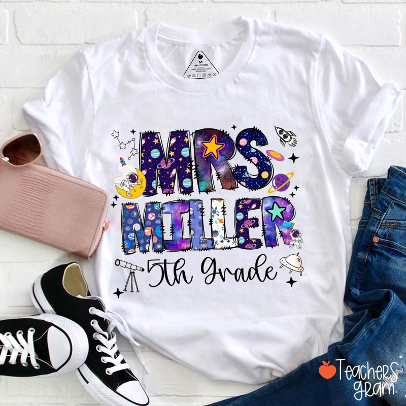 Personalized Name Solar Space Teacher T-Shirt