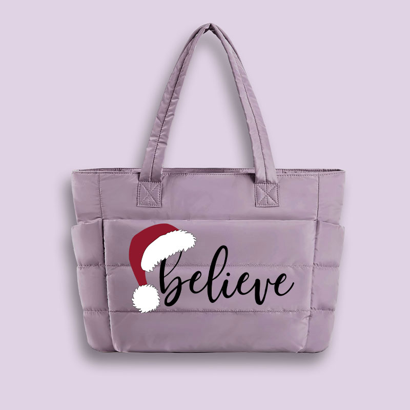 Believe Christmas Teacher Puffy Tote Bag