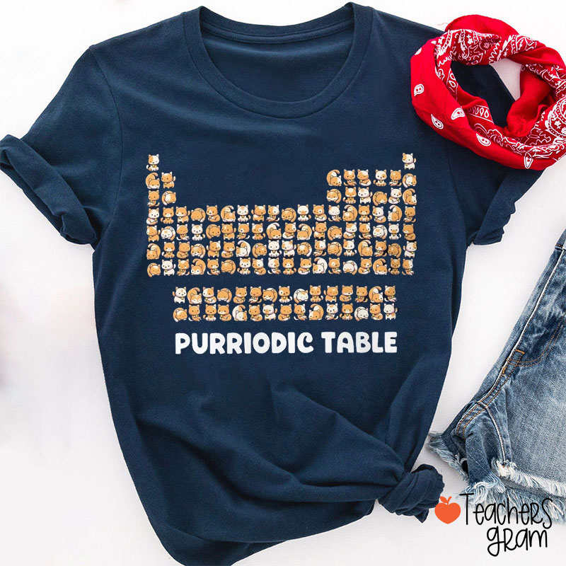Purriodic Table Funny Science Teacher T-Shirt