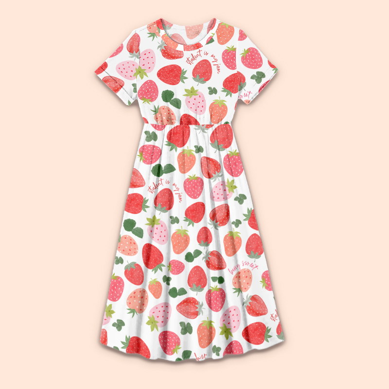 Strawberry Teacher Printed One Piece Dress