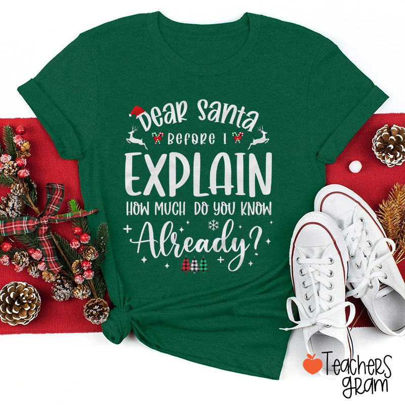 Dear Santa Before I Explain How Much Do You Know Already Teacher T-Shirt