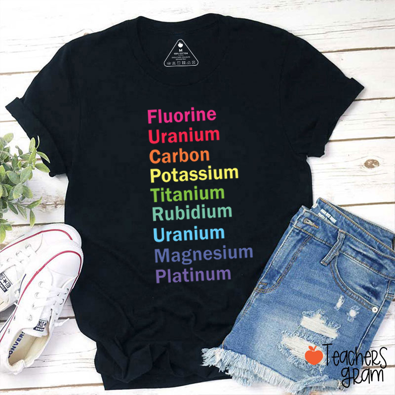 Fluorine Uranium Carbon Potassium Titanium RubidiumTeacher T-Shirt