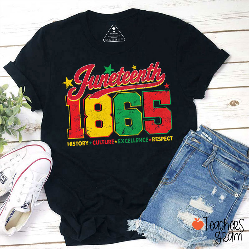 Juneteenth 1865 History Culture Excellence Respect Teacher T-Shirt