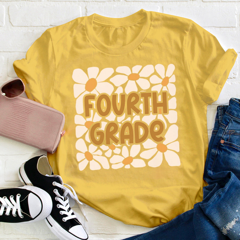 Personalized Yellow Daisy Grade Teacher T-Shirt