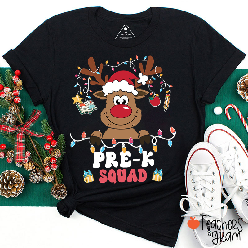 Personalized Grade Squad Reindeer Teacher T-Shirt