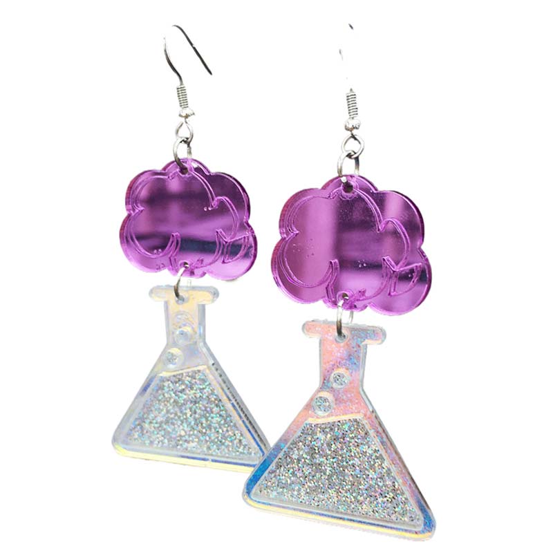 Glitter Science Beaker Teacher Acrylic Earrings