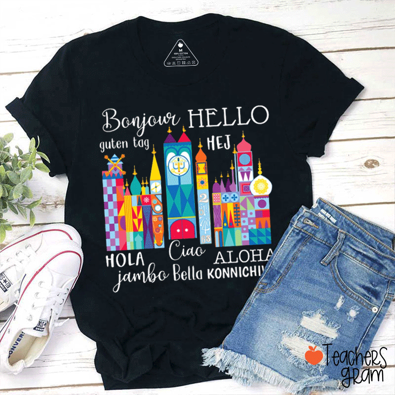 Say Hello In Different Languages Teacher T-Shirt