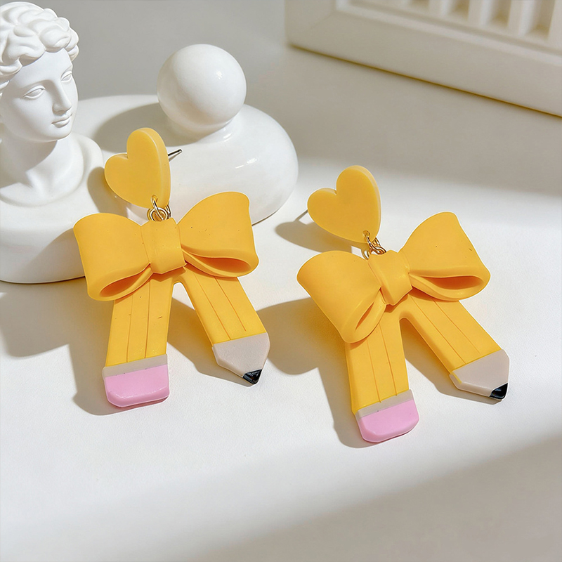 Pencil Bow Teacher Polymer Clay Earrings