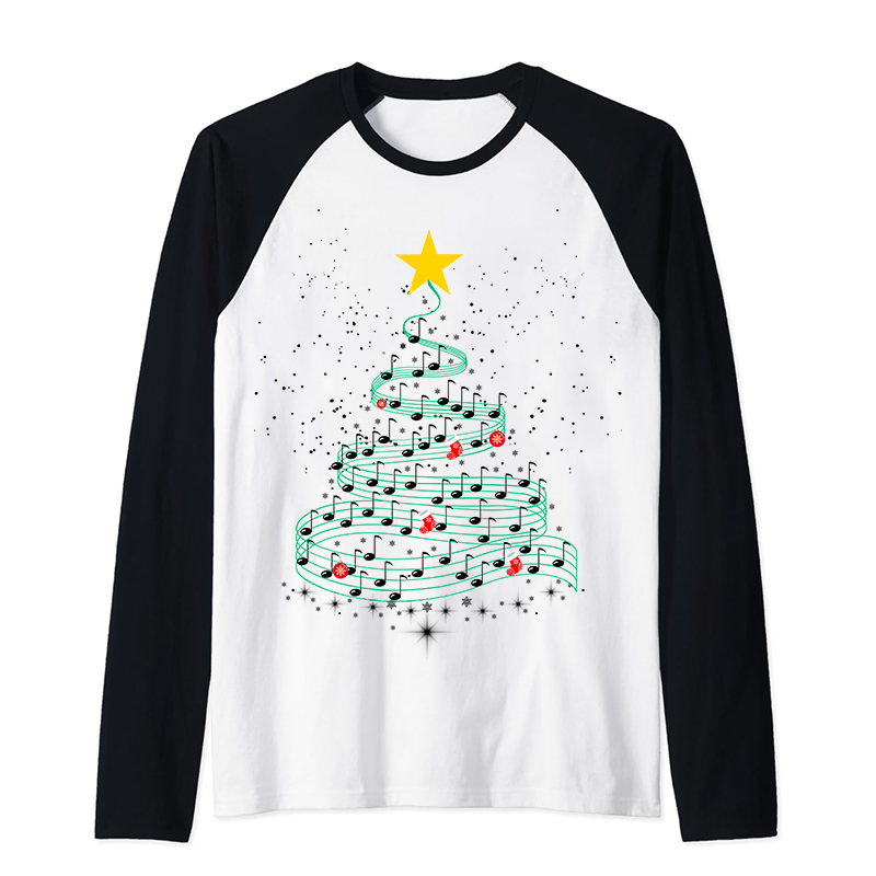 Music Note Christmas Tree Teacher Raglan Long Sleeve T-Shirt