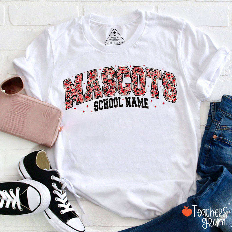 Personalized Mascot Leopard Printed Teacher T-Shirt