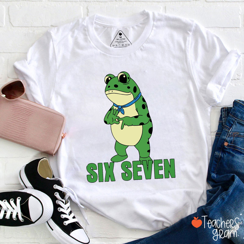 Portland Frog Six Seven Teacher T-Shirt