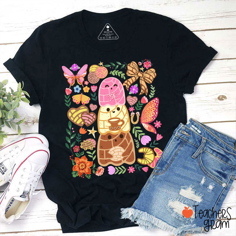 Funny Pantasmas Ghost Pan Dulce Brushstroke Teacher T-Shirt