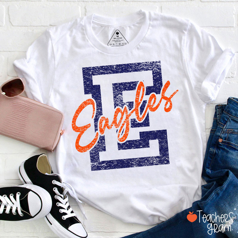 Personalized Mascot Sport Distressed Script Handwritten Teacher T‑Shirt