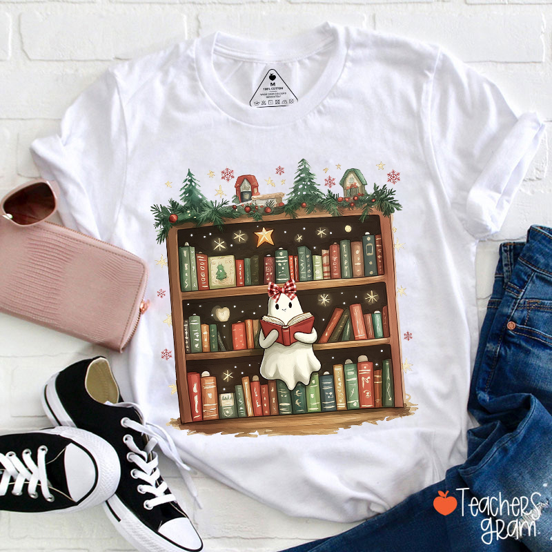 Reading Ghost Christmas Teacher T-Shirt