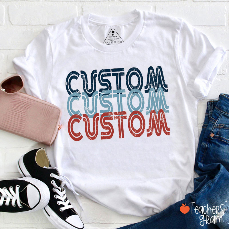 Personalized Mascot Retro Lettering Team Name Teacher T-Shirt