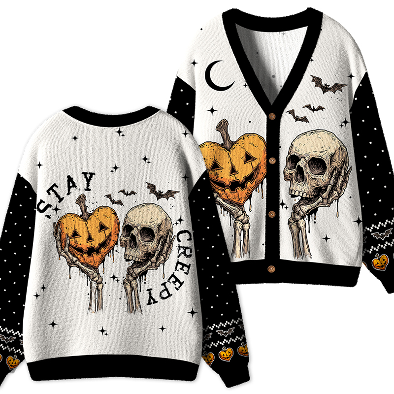 Halloween Gothic Star Bat Skeleton Graphic Teacher Ugly Cardigan Sweaters