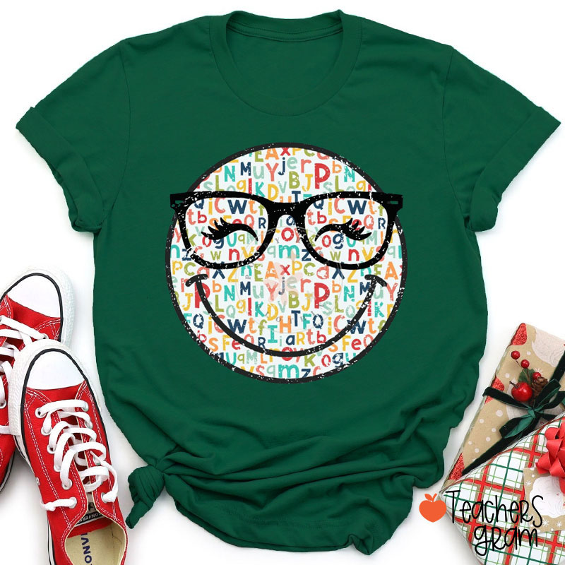 Alphabet Smiley Face Teacher T-Shirt