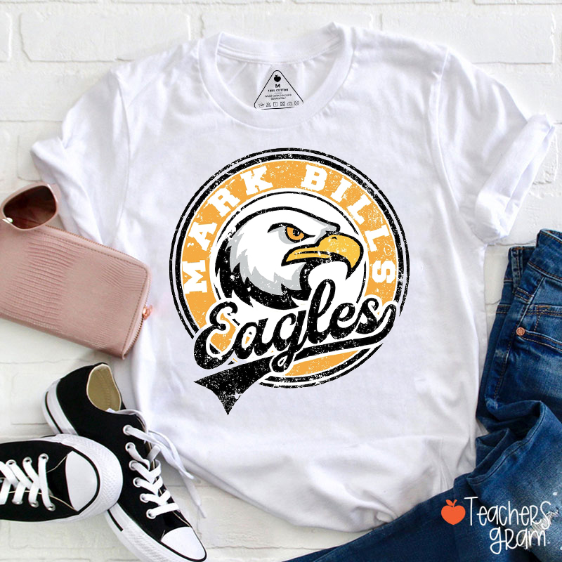 Personalized Mascot Vintage Circle School Spirit Teacher T-Shirt