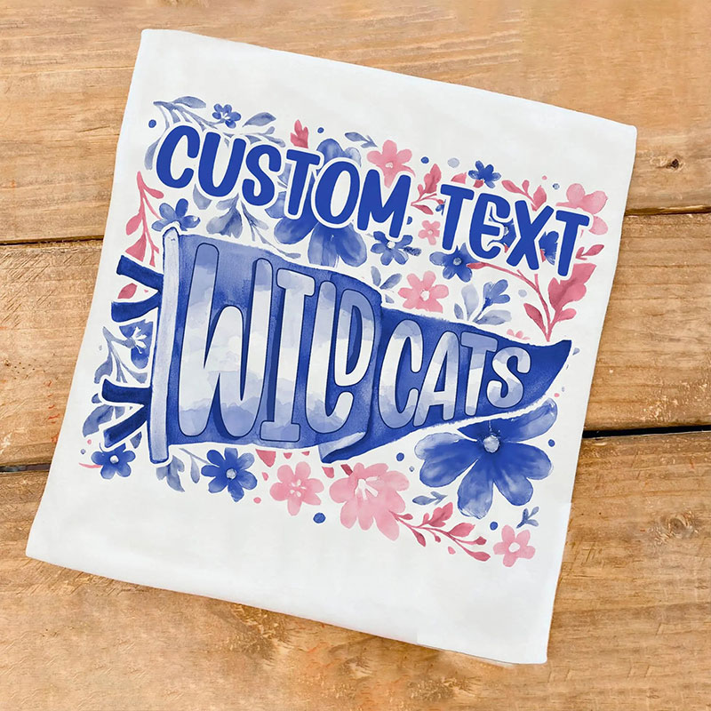 Personalized Mascot Watercolor Floral Pennant Teacher T-Shirt