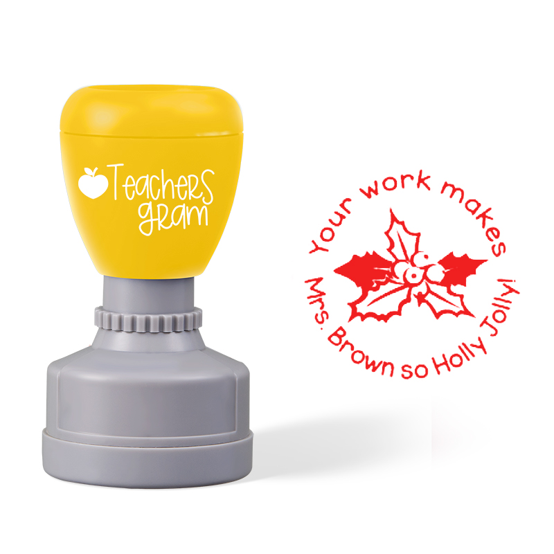 Personalized Name So Holly Jolly Teacher Stamp
