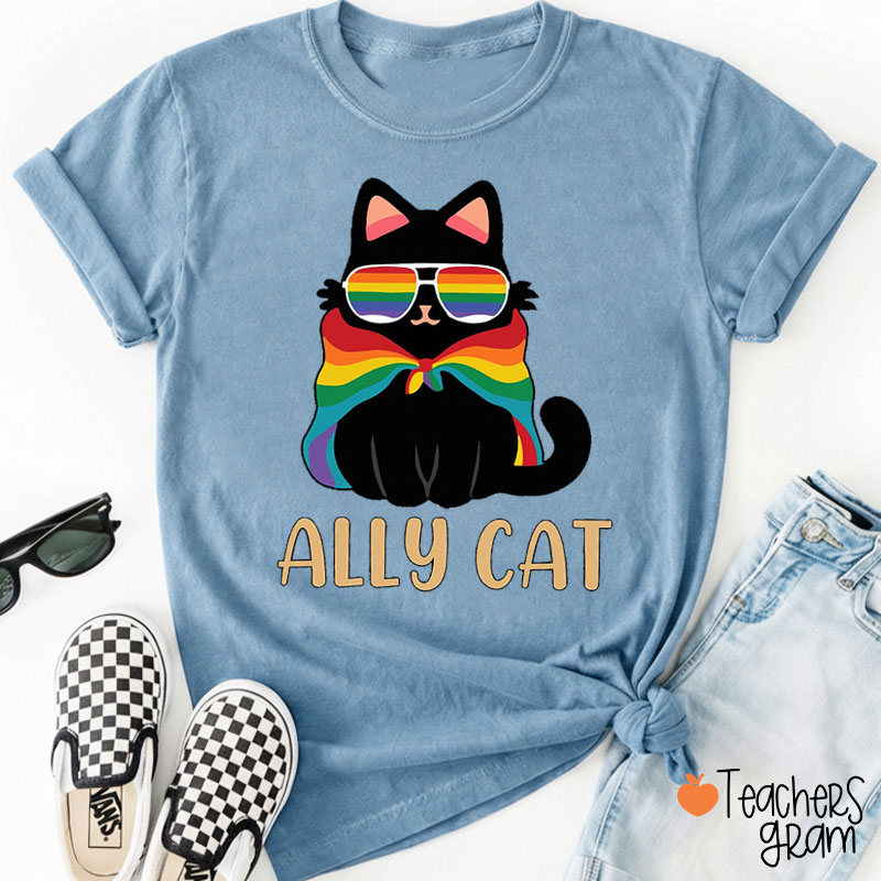 Ally Black Cat Teacher T-Shirt