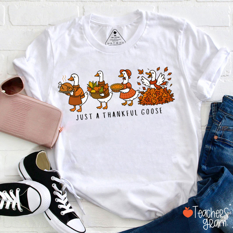 Just A Thankful Goose Teacher T-Shirt