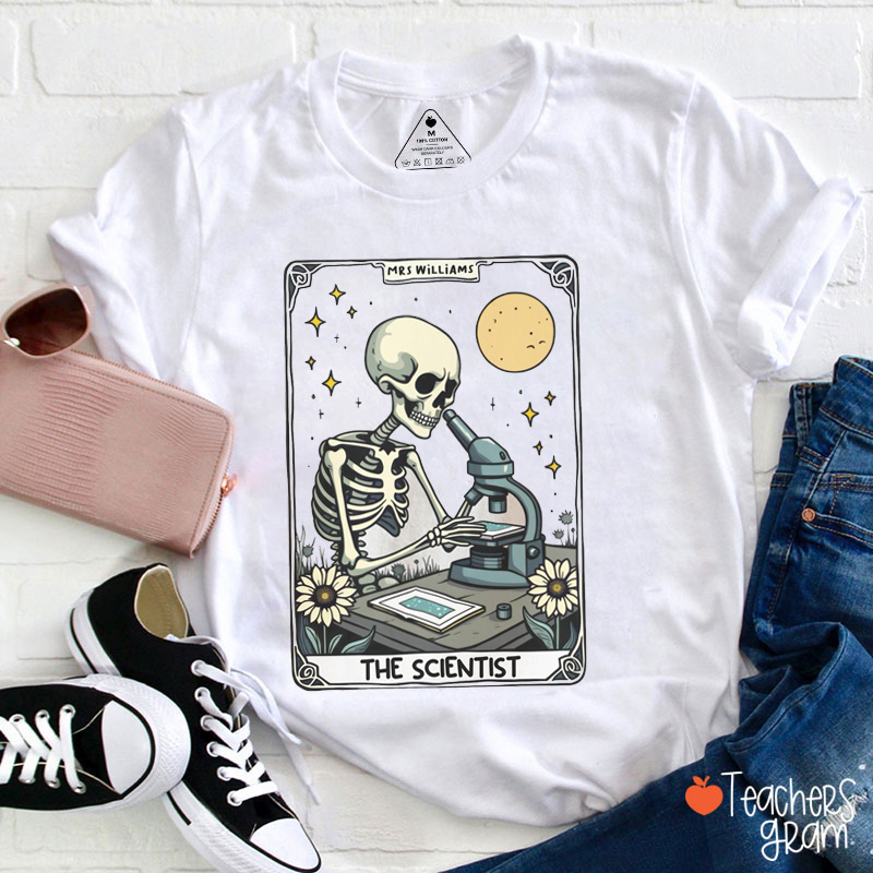 Personalized Name The Skeleton Scientist Teacher T-Shirt