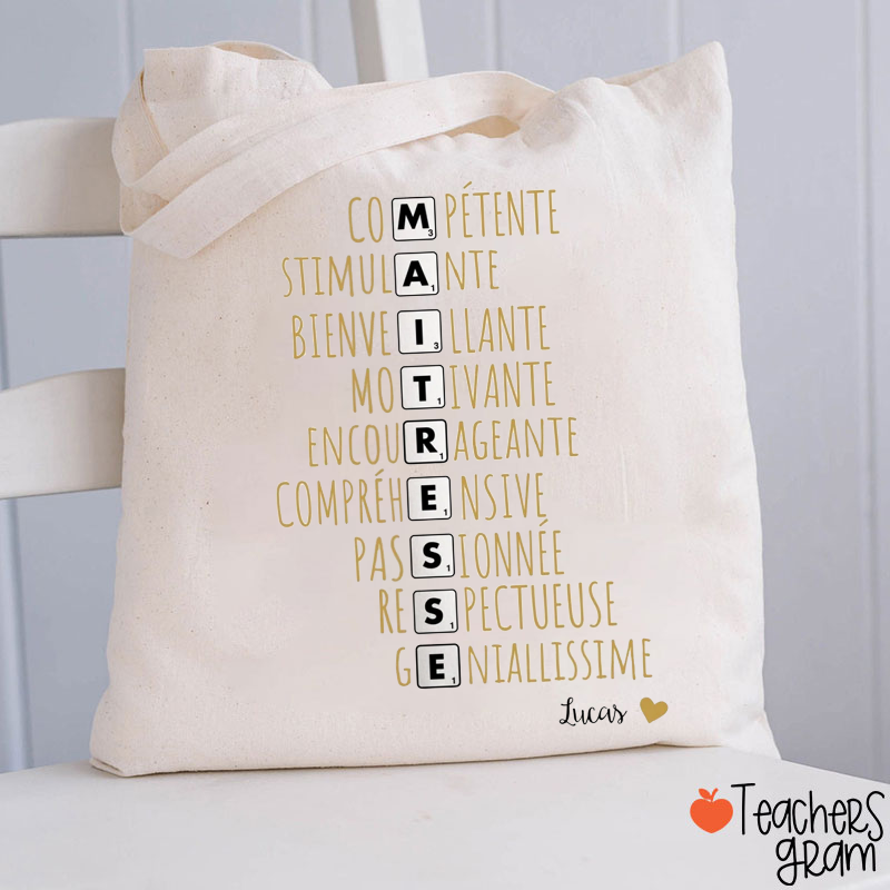 Personalized Maitresse Teacher Tote Bag